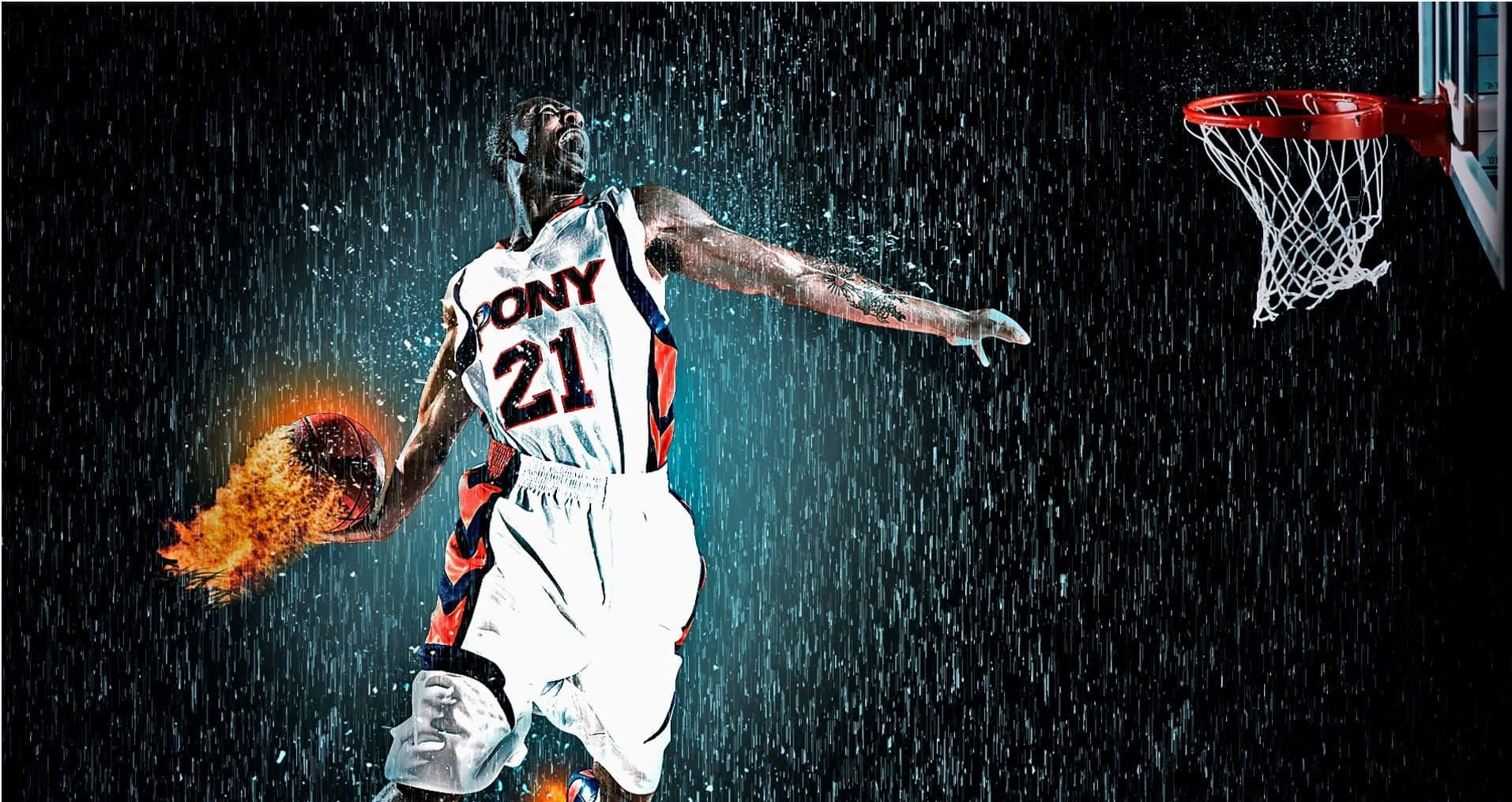 Basketball Player Shoot Digital Art Background
