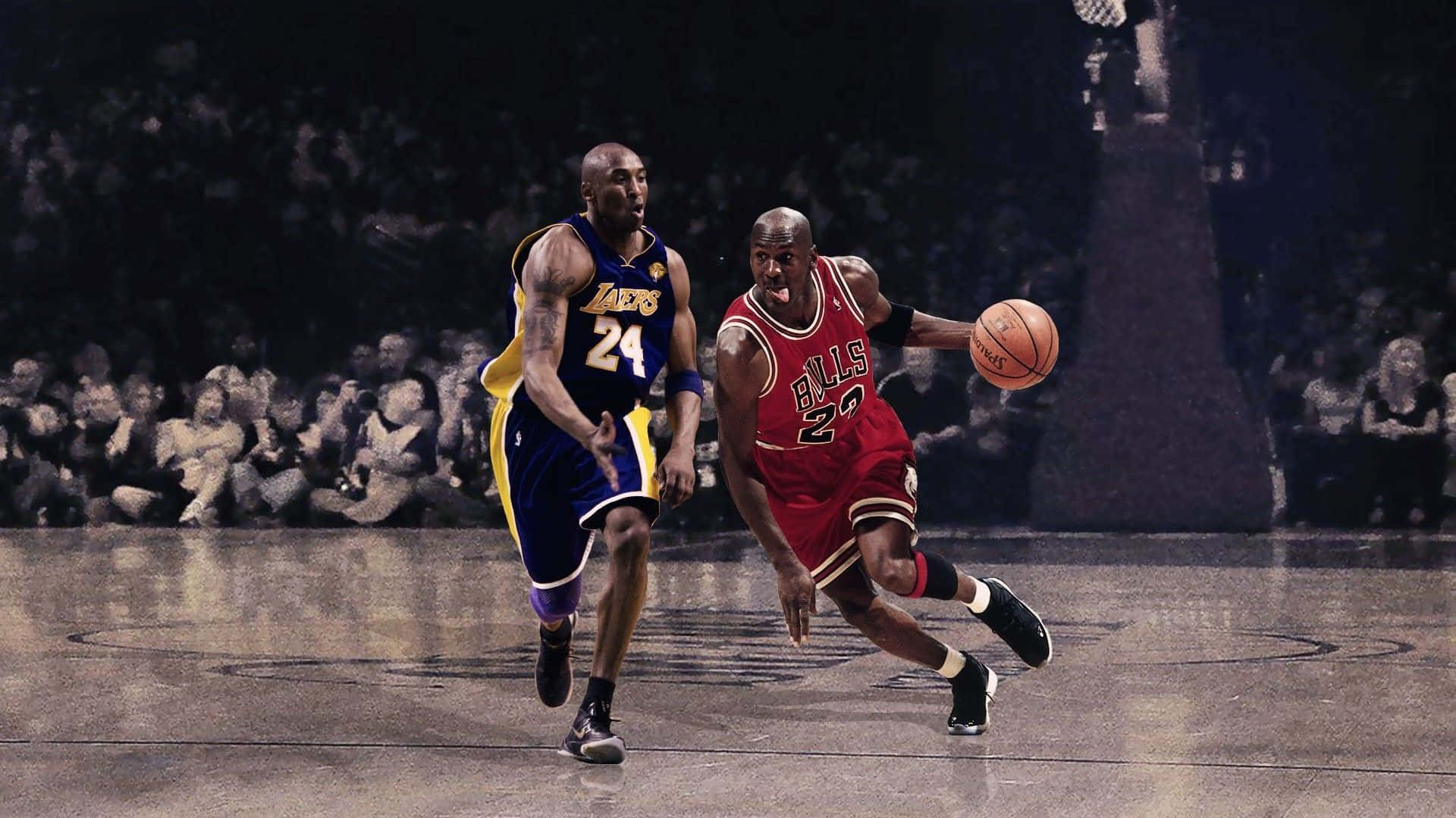 Kobebryant Og Michael Jordan Basketball Baggrund.