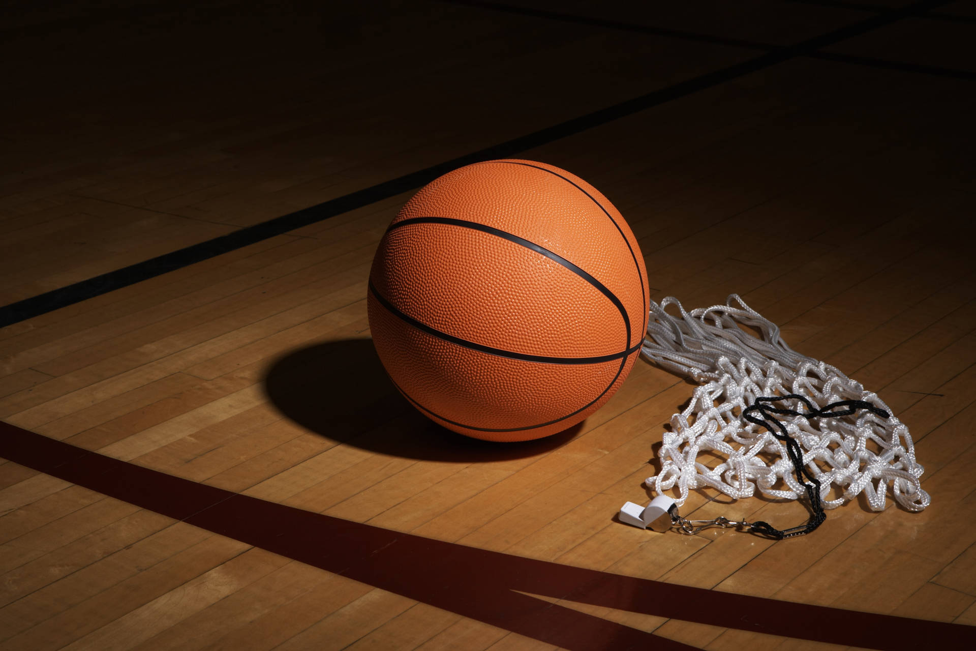 Basketball Ball With Whistle And Net Wallpaper