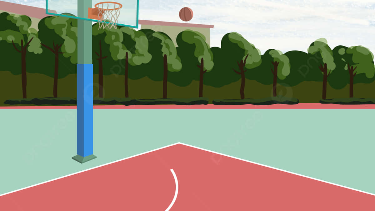 Einbasketballplatz Mit Einem Basketballkorb