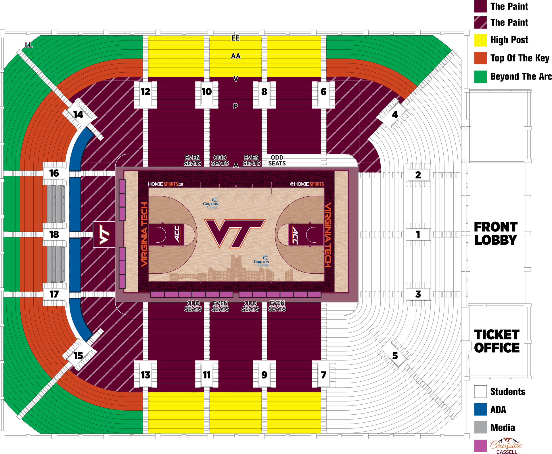 Basketball Court Seating Chart Virginia Tech PNG