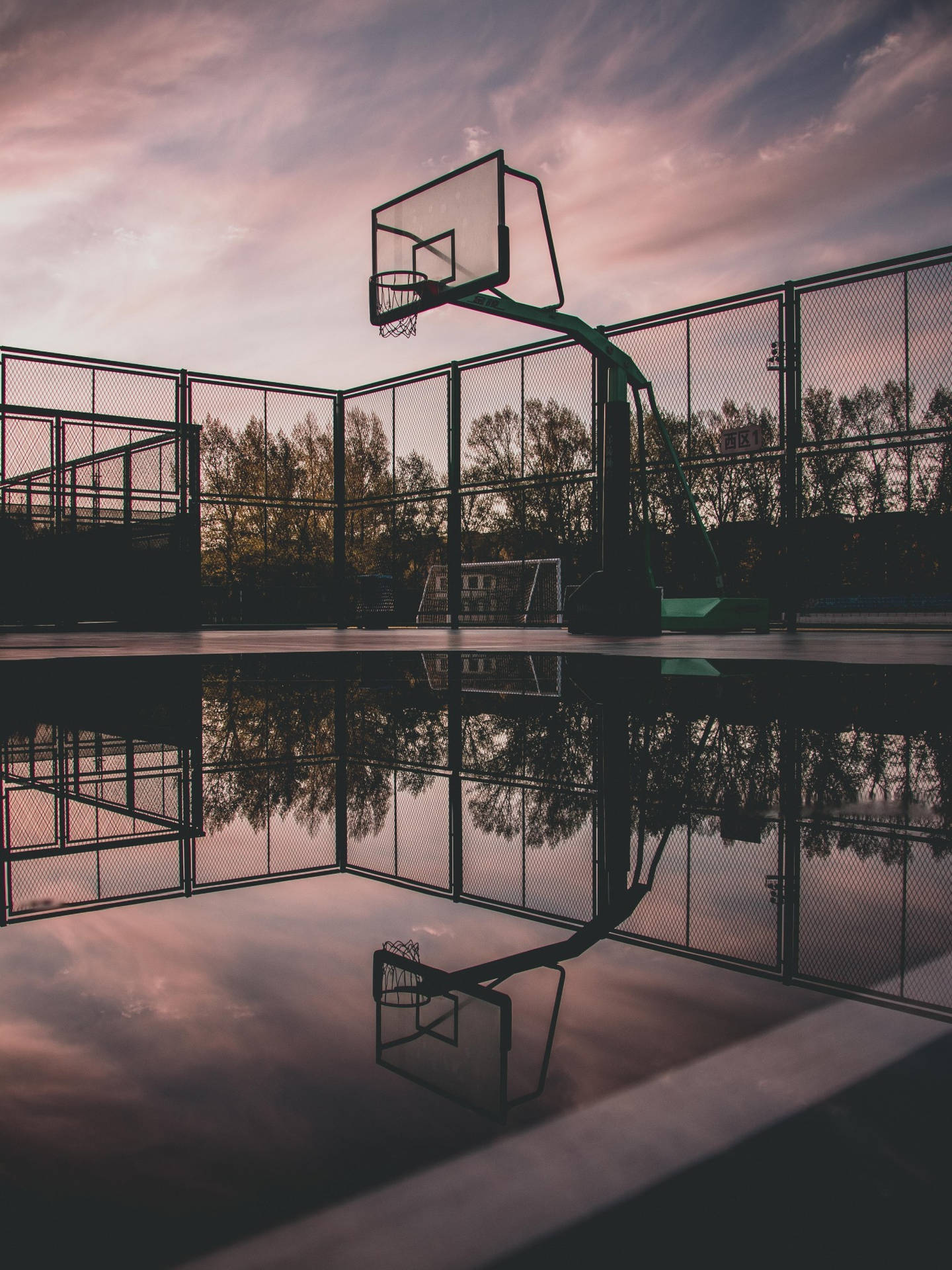 Basketball Court Silhouette Wallpaper