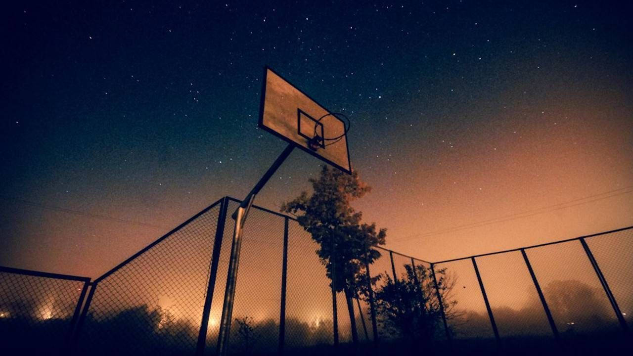 Basketball Court Starry Night Wallpaper