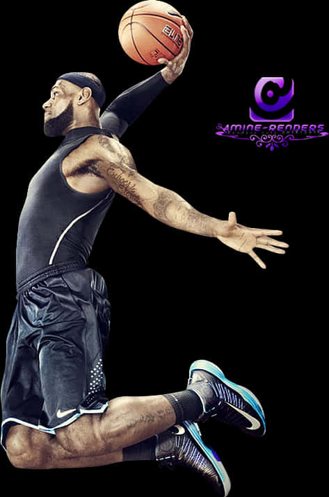 Basketball Dunk Pose Leap PNG