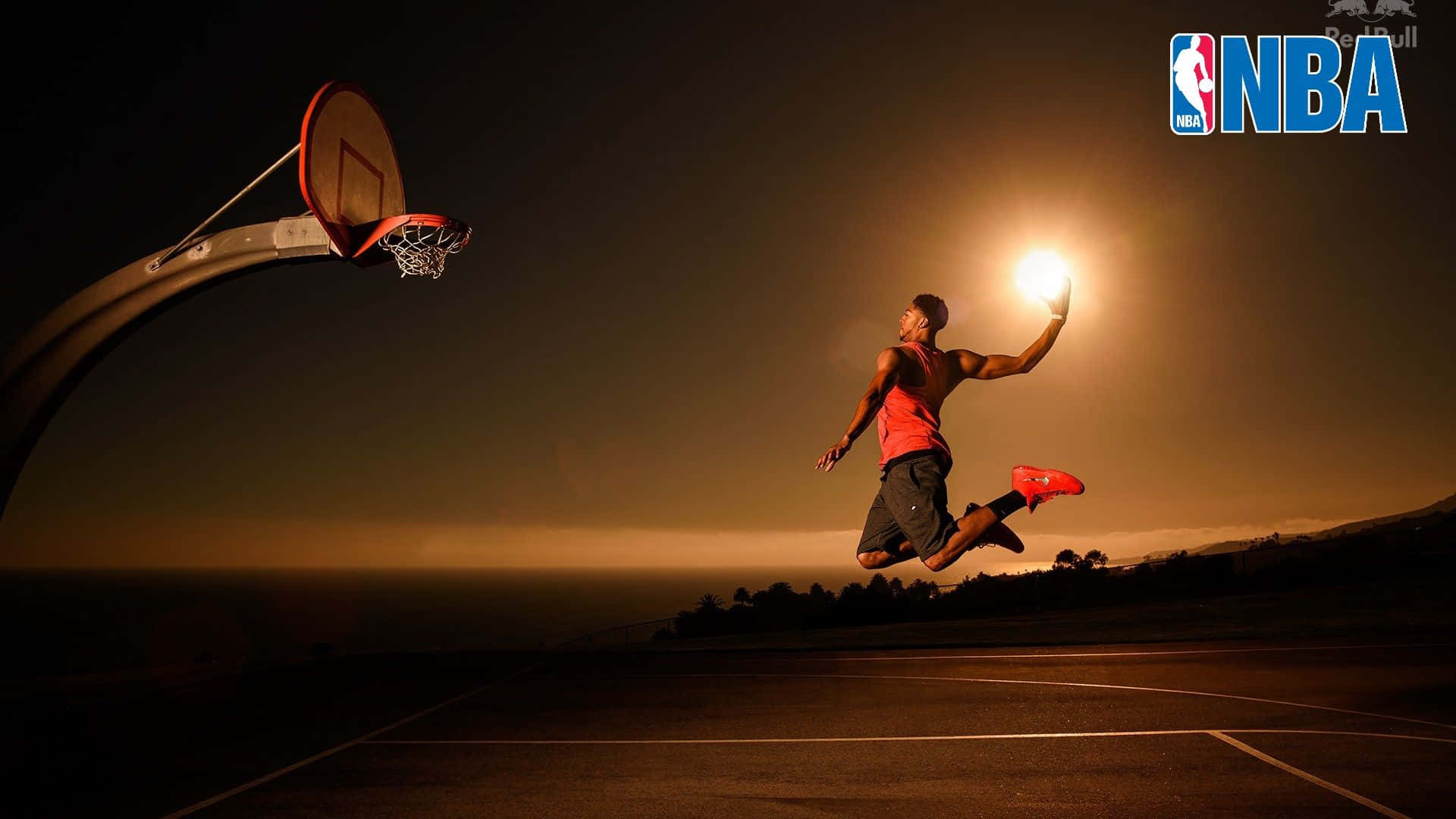 Basketball Dunk Sunset Silhouette