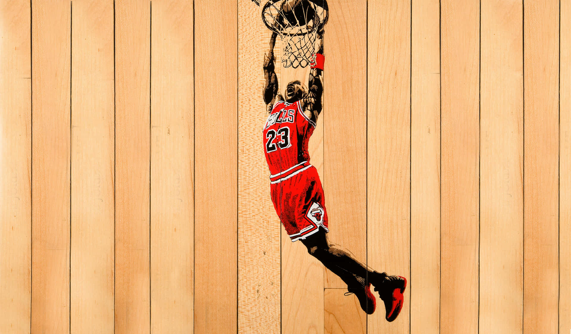 Basketball Dunk Wooden Background Wallpaper