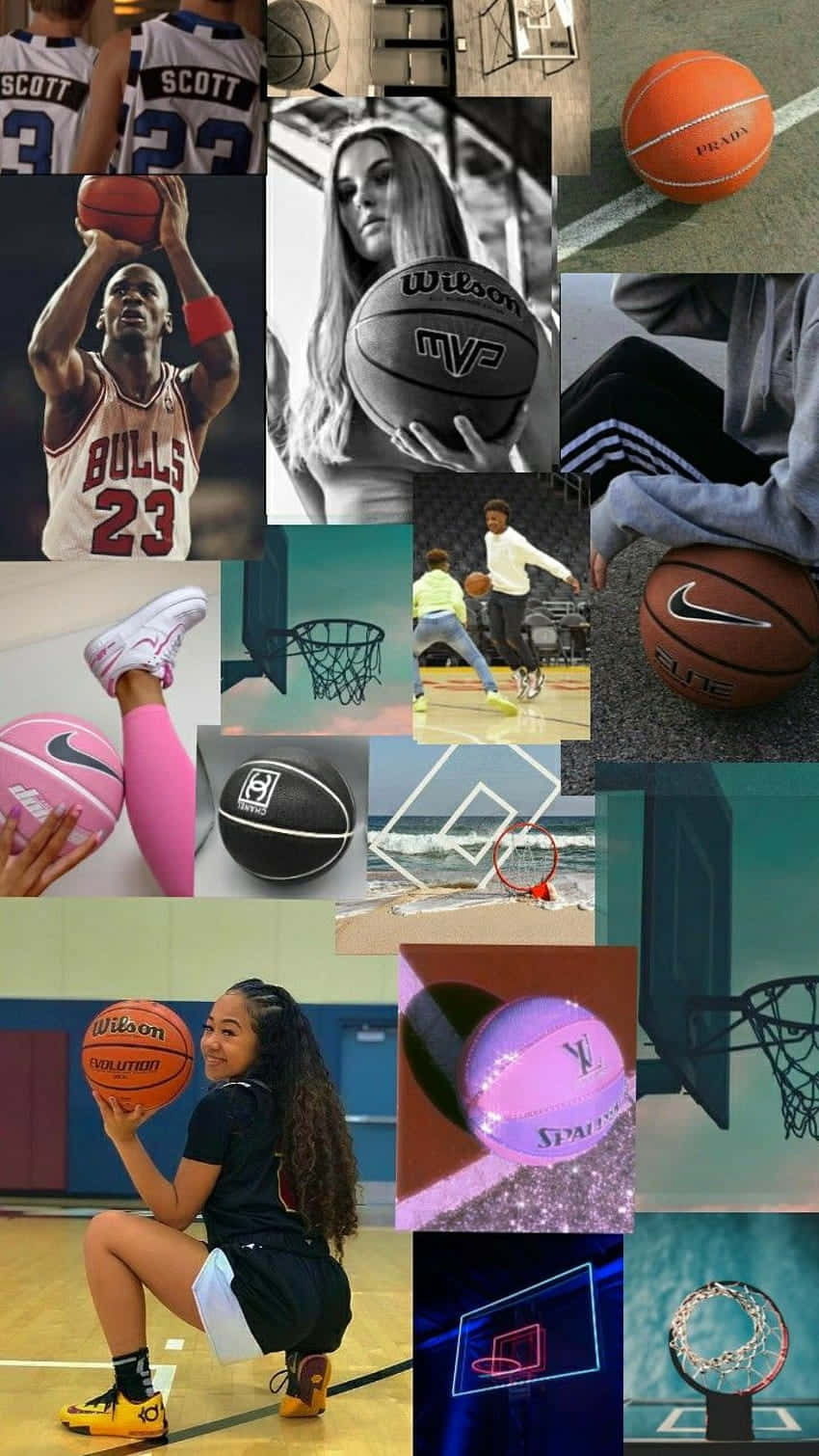 Basketball Girl Aesthetic Collage Wallpaper