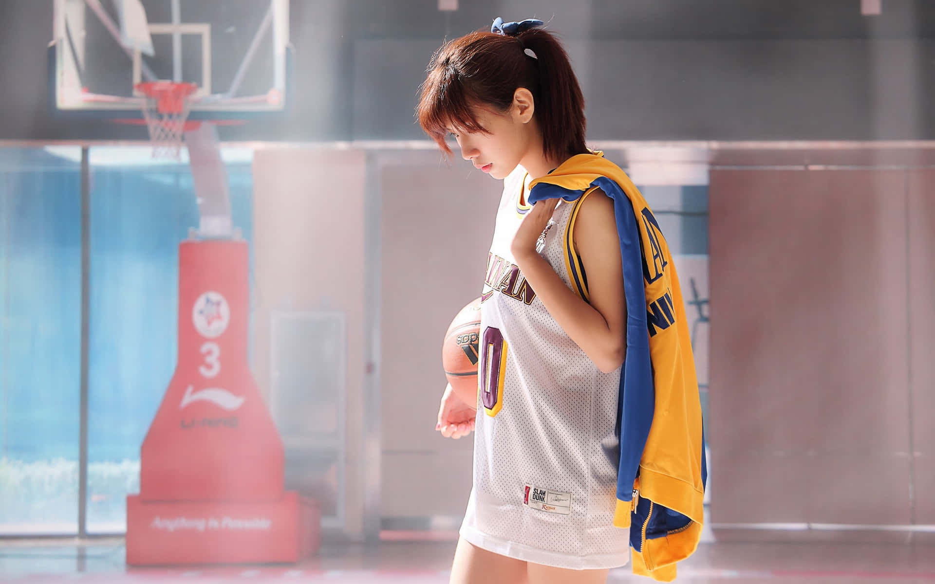 Basketball Girl Aesthetic Court Side Contemplation.jpg Wallpaper