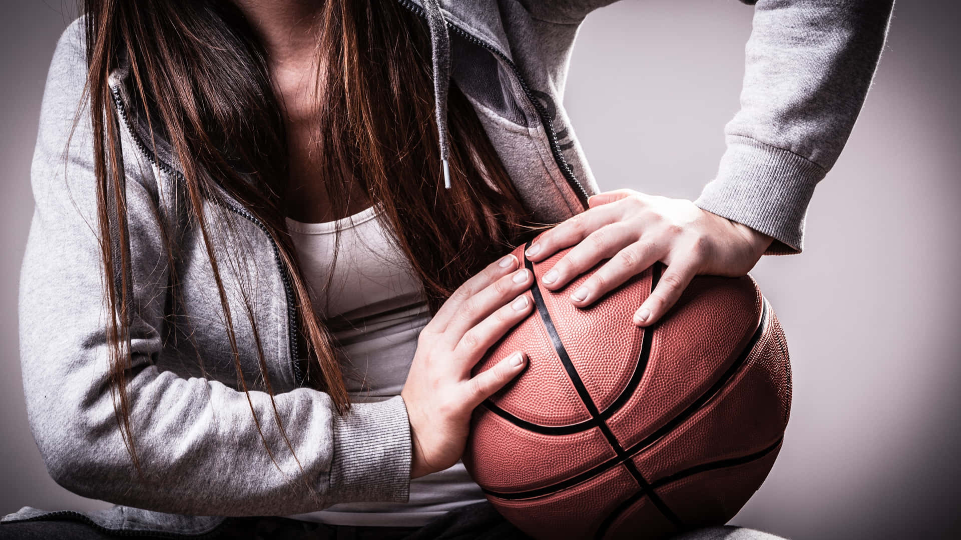Basketball Girl Holding Ball Aesthetic Wallpaper