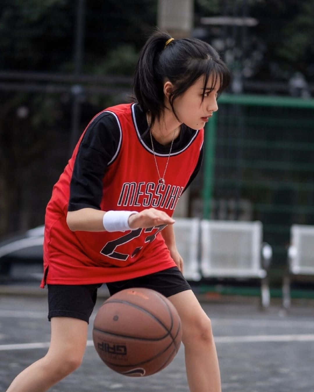 Basketball Girlin Action Aesthetic.jpg Wallpaper