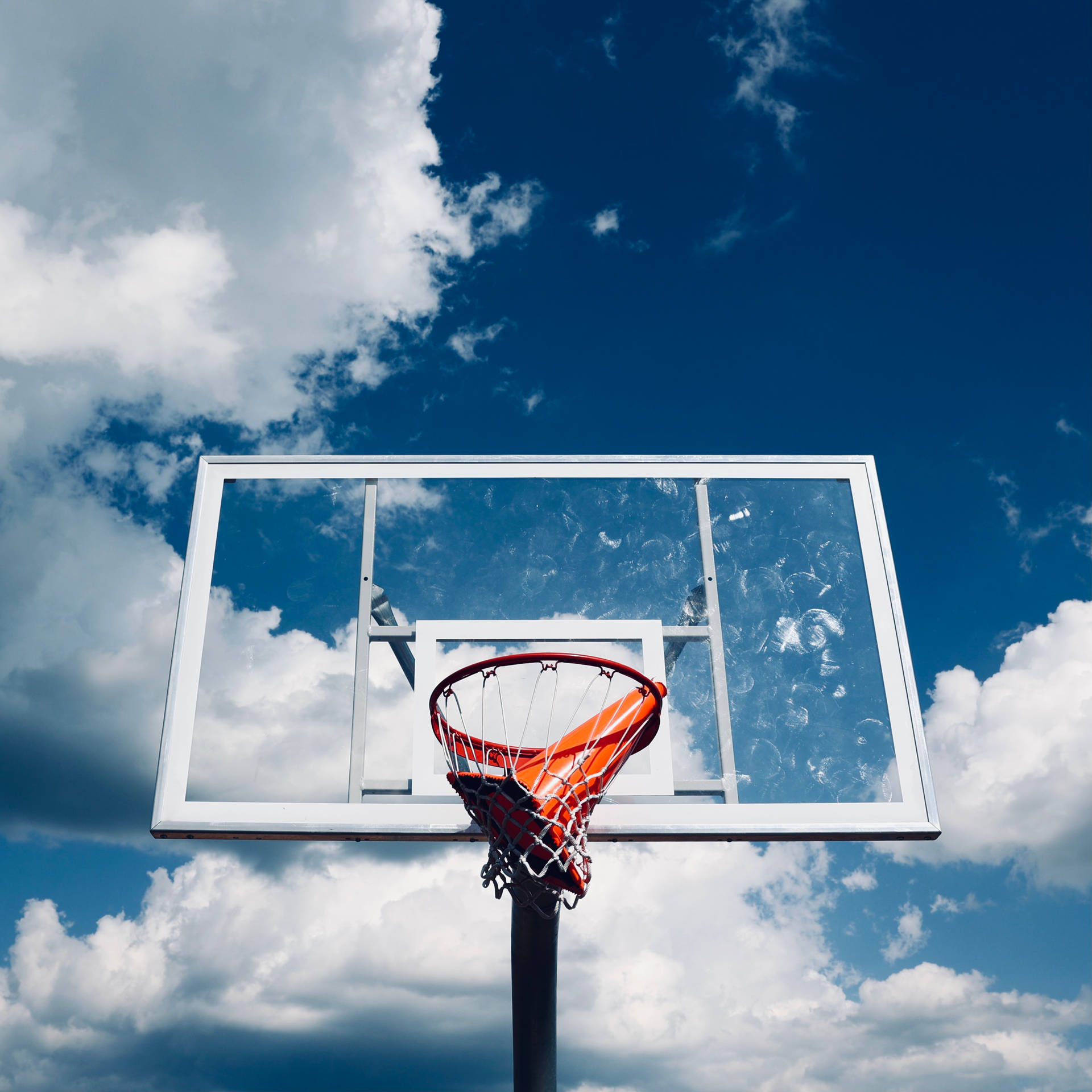 Basketball Hoop Against Azure Sky Wallpaper