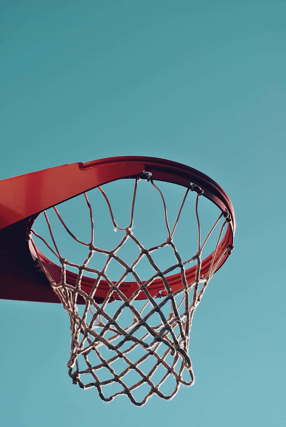 Basketbal Hoepel Tegen Blauwe Lucht Achtergrond