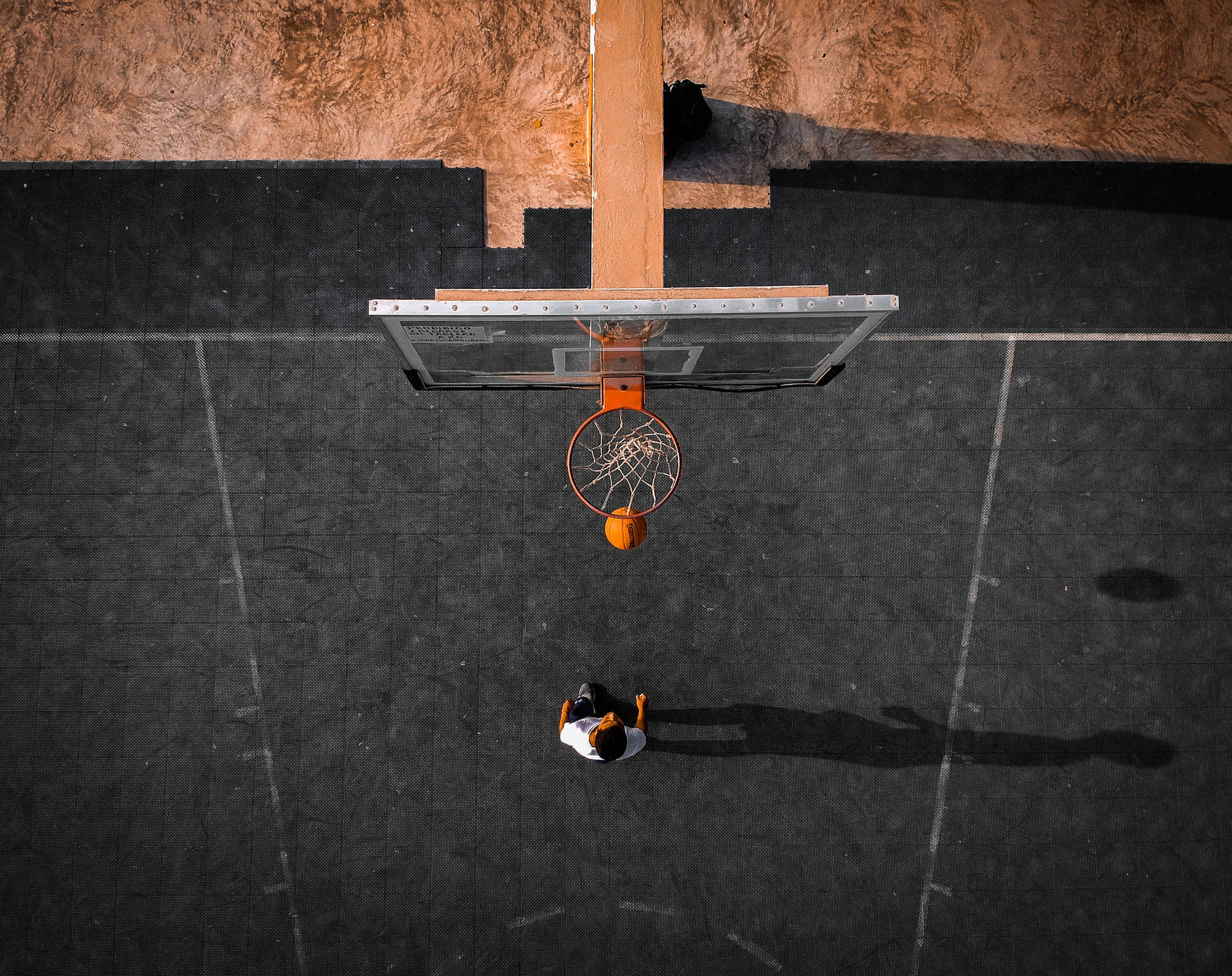Basketball Hoop Ball Shoot Aerial View Wallpaper