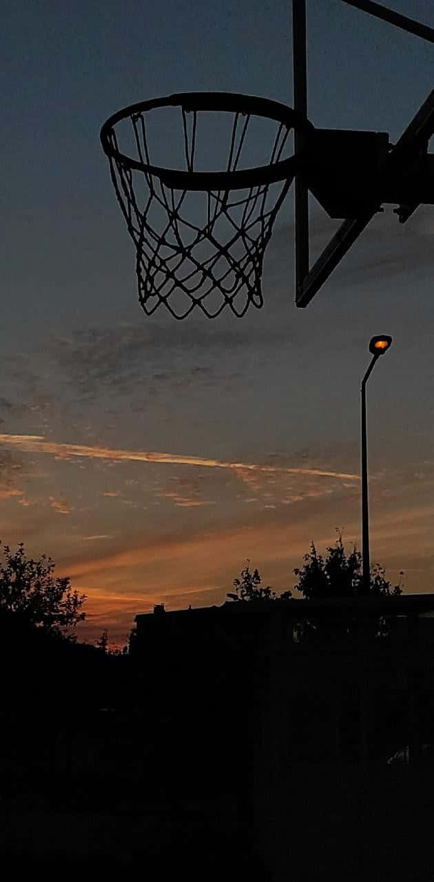 Basketball Hoop Sunset Silhouette Wallpaper