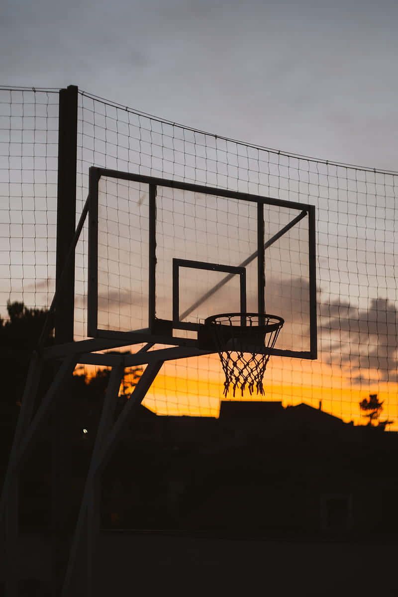 Basketball Hoop Sunset Silhouette Wallpaper