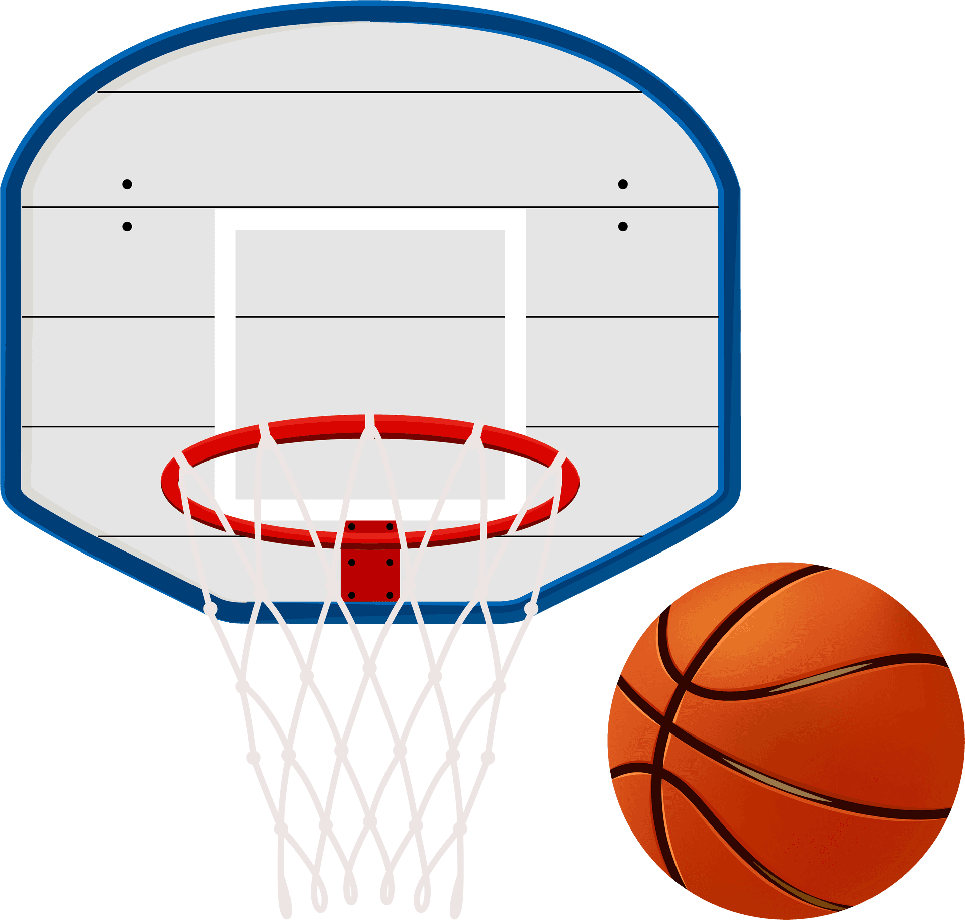 Basketball Hoopand Ball Illustration PNG