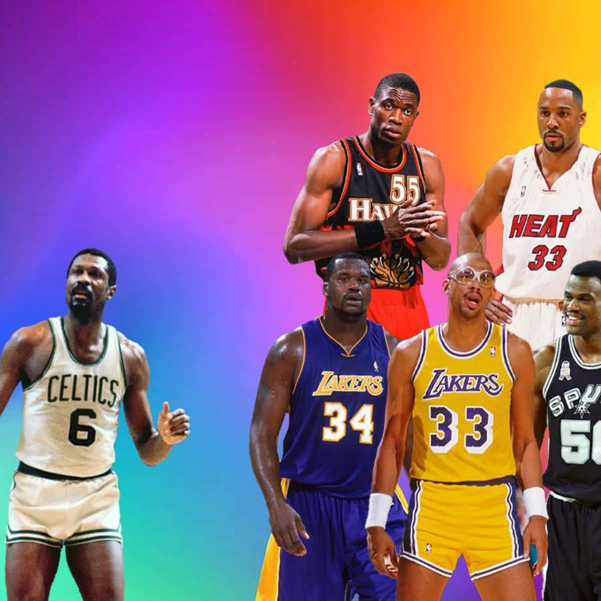 Basketball Legends inkluderer David Robinson og Michael Jordan Wallpaper
