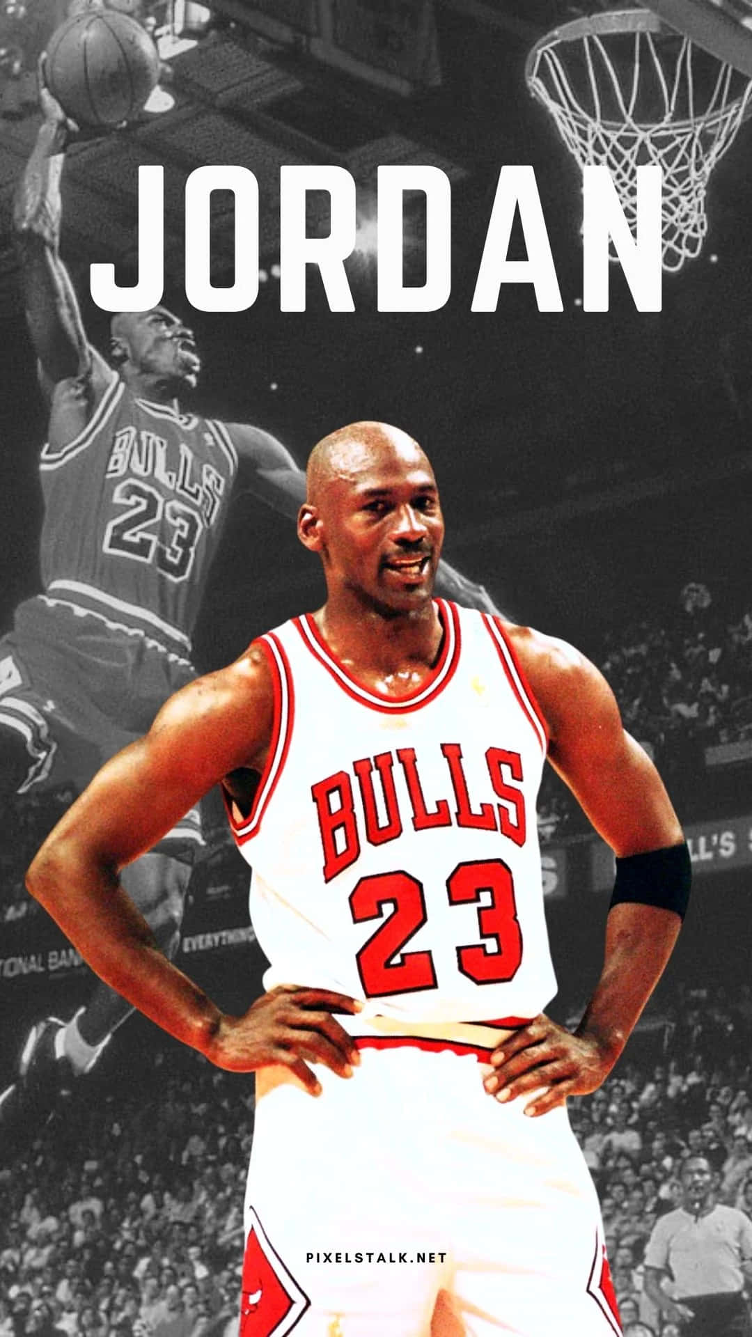 “Basketball Icon Michael Jordan Goes for the Layup” Wallpaper