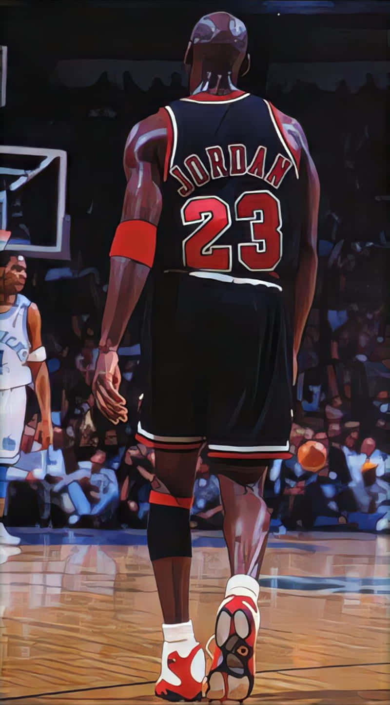 Michael Jordan flexing his muscles on the court. Wallpaper