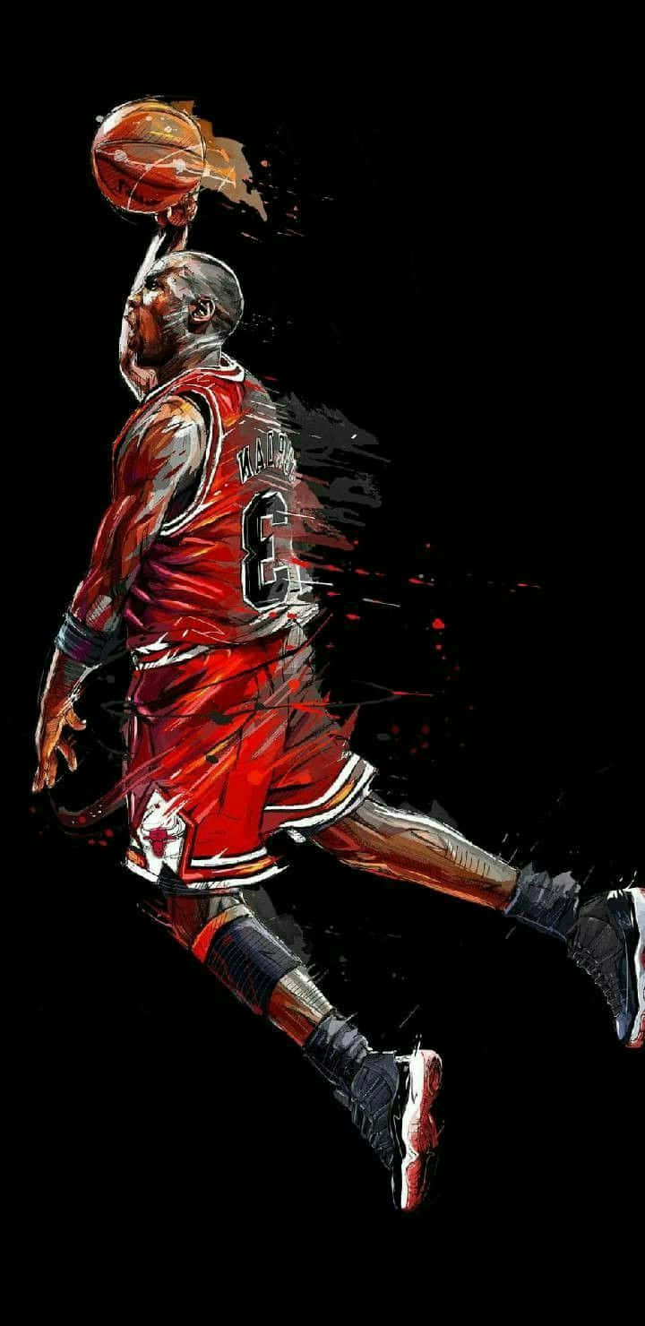 Michael Jordan Showcasing His Skills On Court Wallpaper