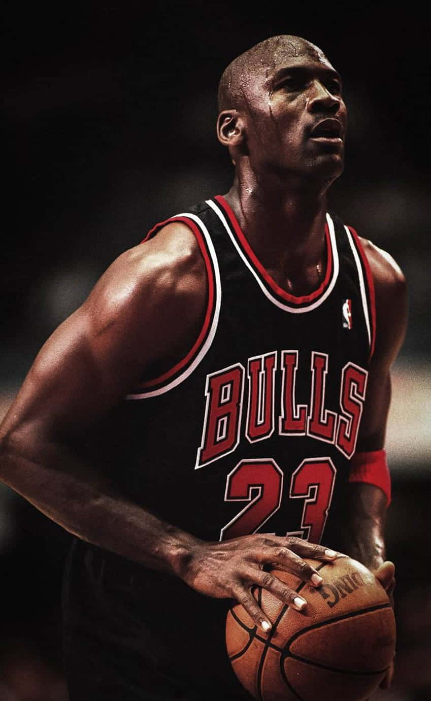 Basketball Michael Jordan With Black Jersey Wallpaper