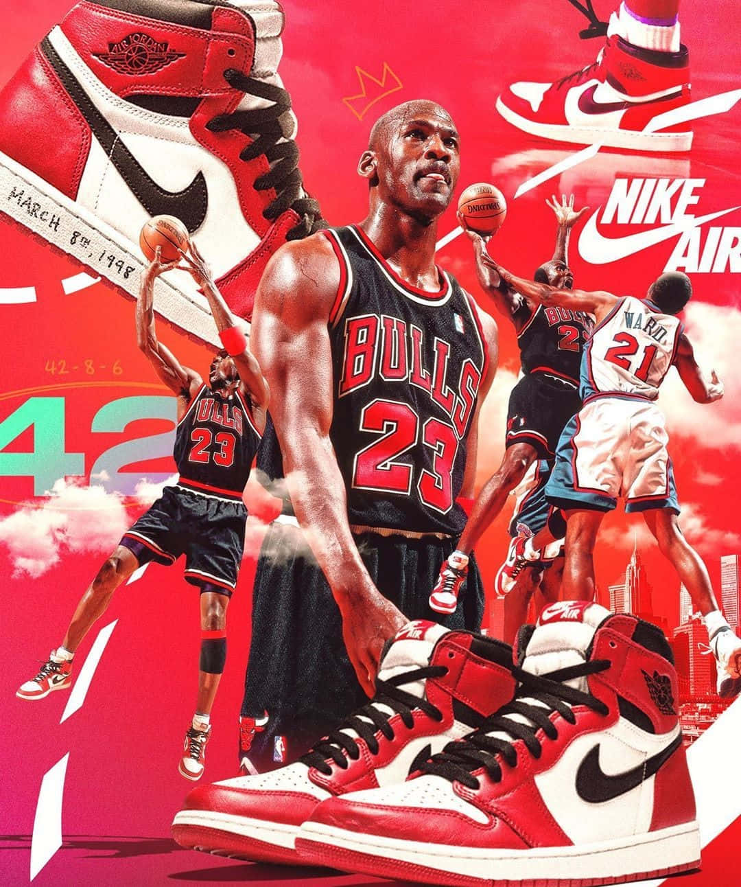 Michael Jordan #23 i aktion for Chicago Bulls Wallpaper