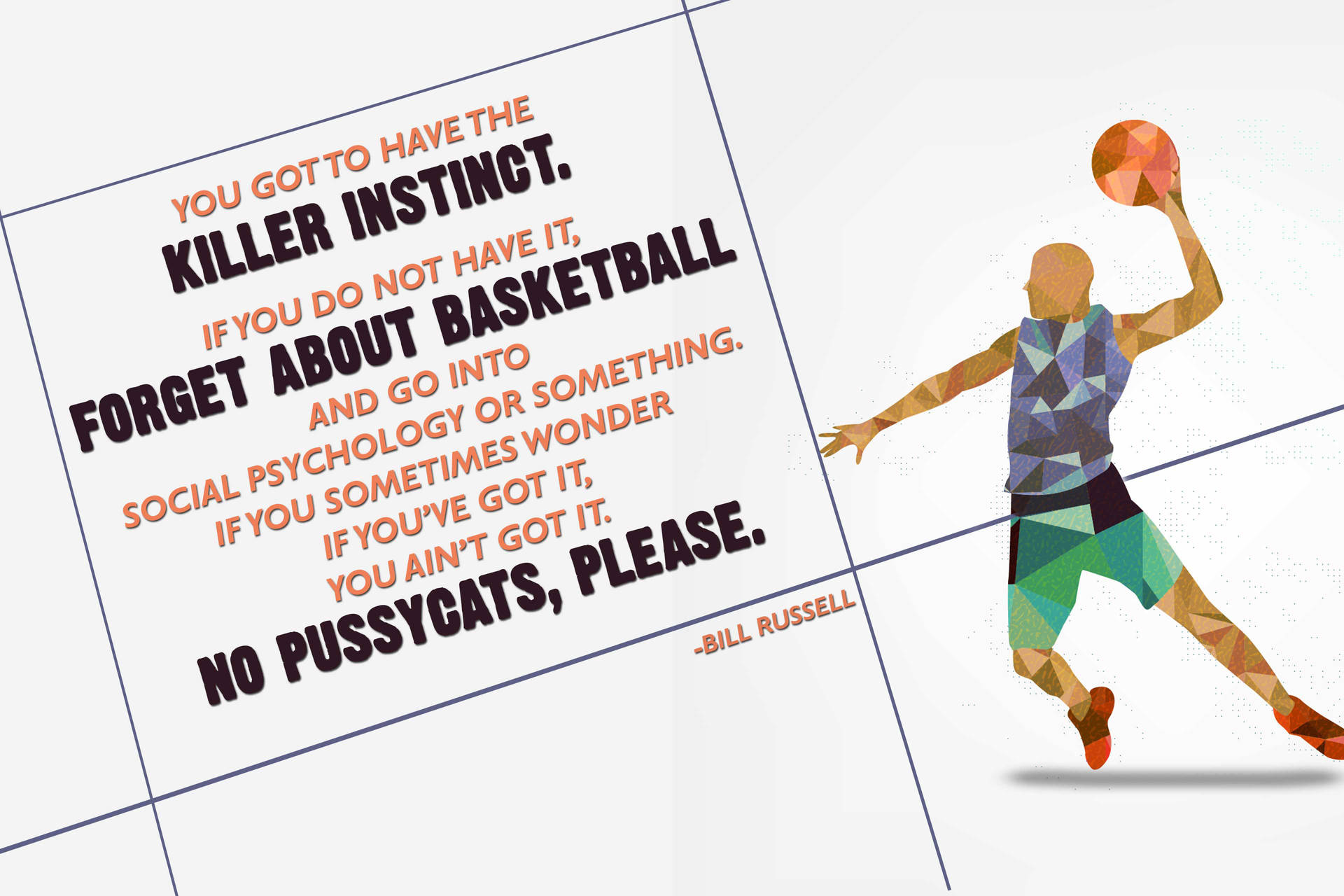 Basketball Motivation Bill Russel Citat Wallpaper