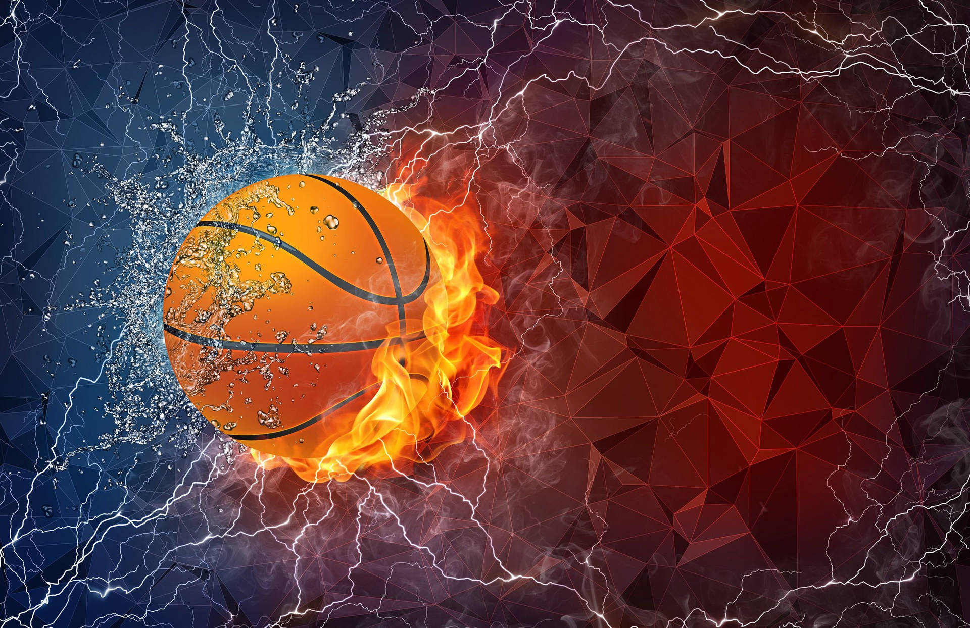 Basketball On Water And Fire Wallpaper
