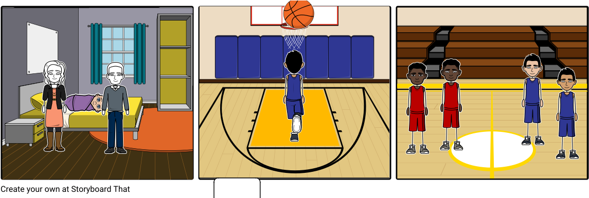 Basketball Player Journey Comic Strip PNG