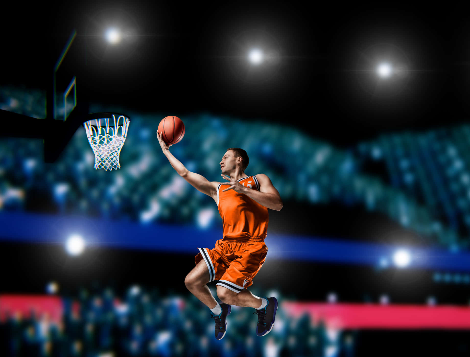 Basketball Player Mid Air Shot Wallpaper
