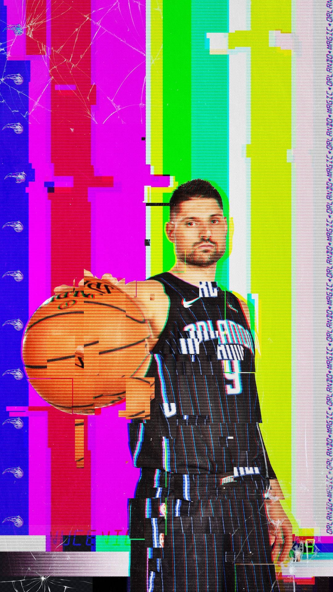 Basketball Player Nikola Vucevic Orlando Magic Pixelated Art Wallpaper