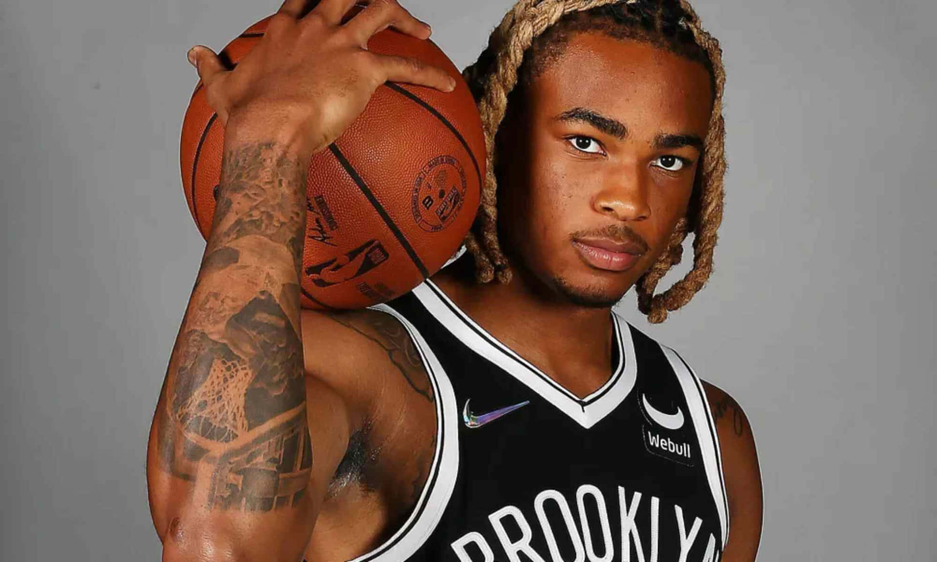 Basketball Player Portrait Brooklyn Jersey Wallpaper