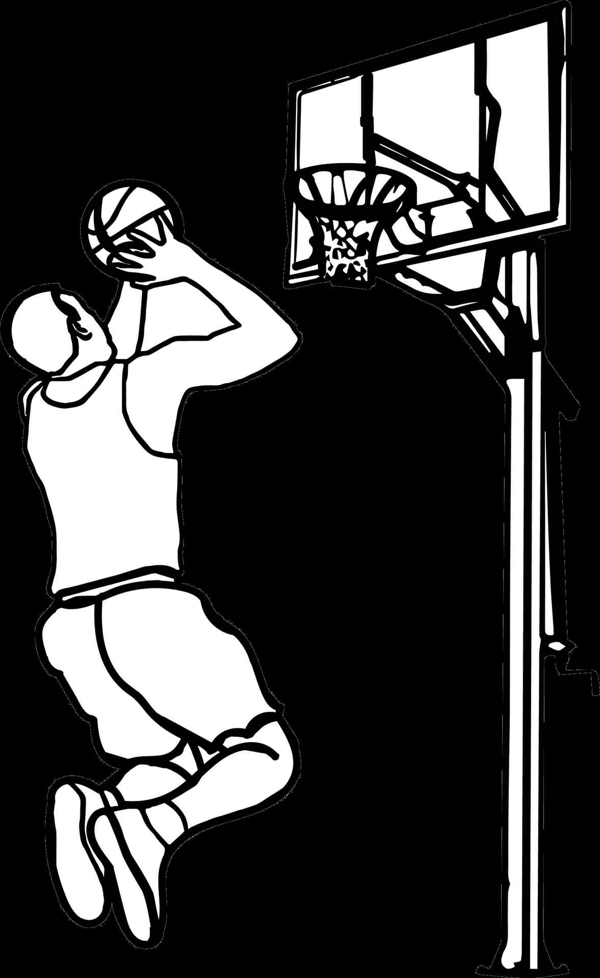 Basketball Player Shooting Blackand White PNG