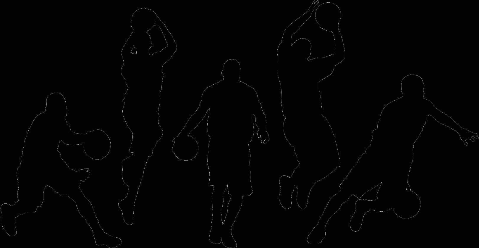 Basketball Player Silhouettes Vector PNG