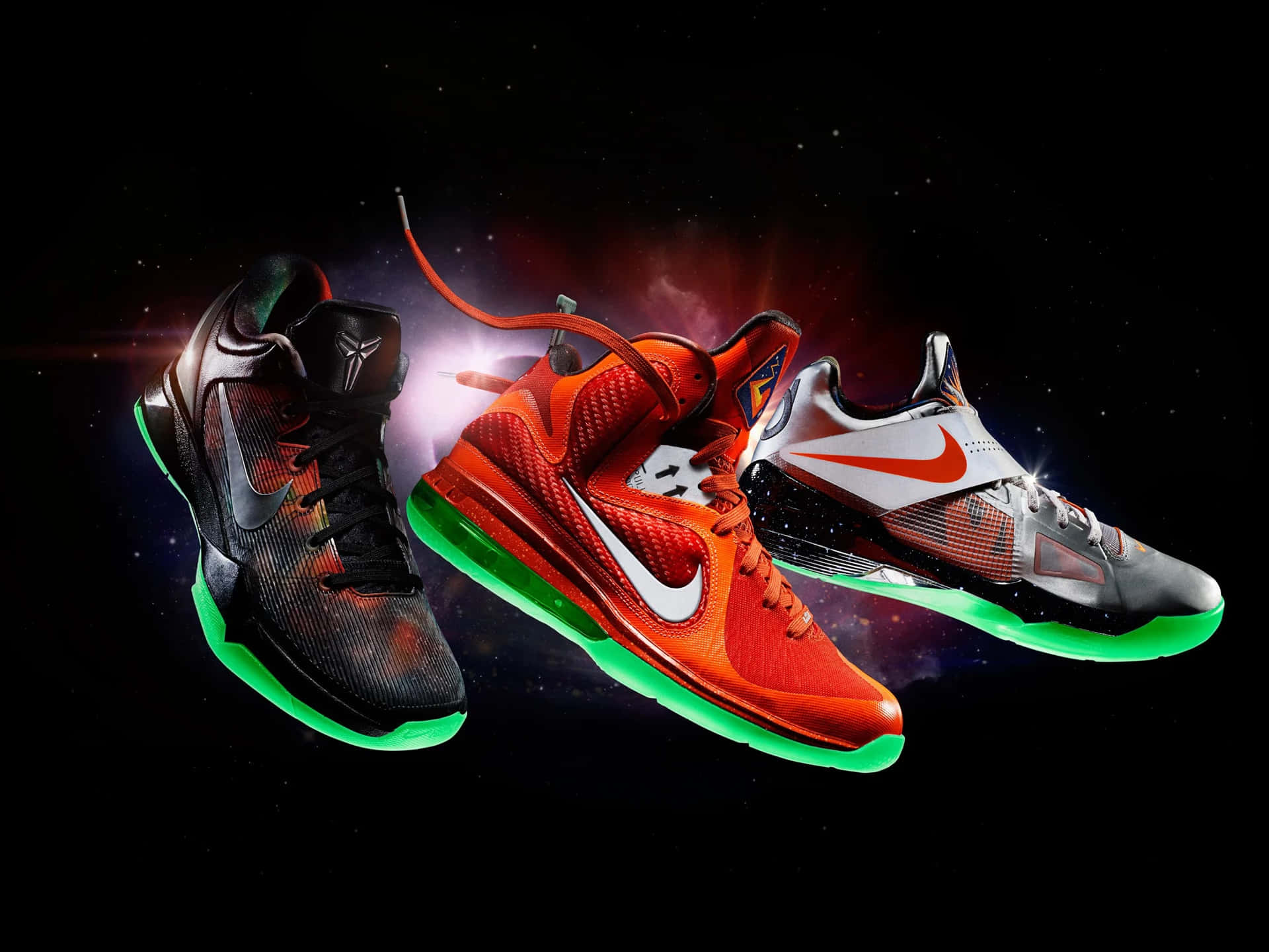 Basketball Shoes Galaxy Background Wallpaper