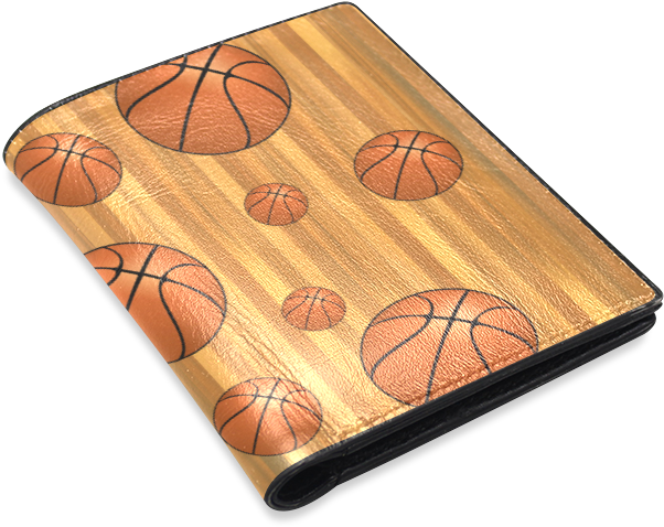 Basketball Theme Wooden Wallet PNG