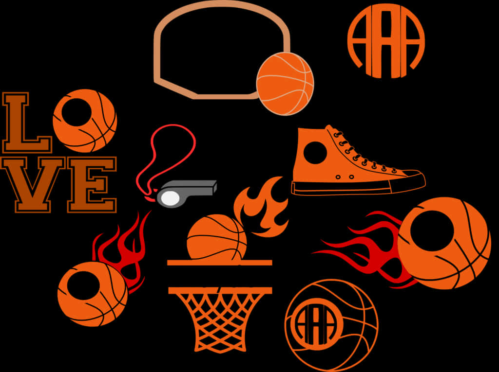 Basketball Themed Graphic Elements PNG