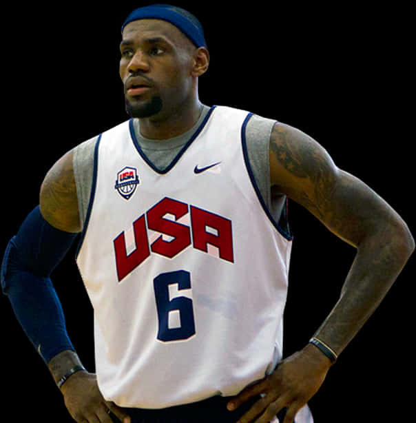Basketball_ Player_ U S A_ Jersey_ Number_6 PNG