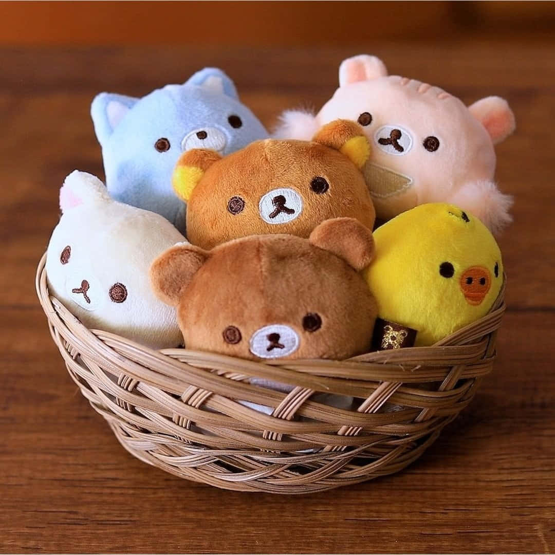 Basketof Kawaii Plushies Wallpaper