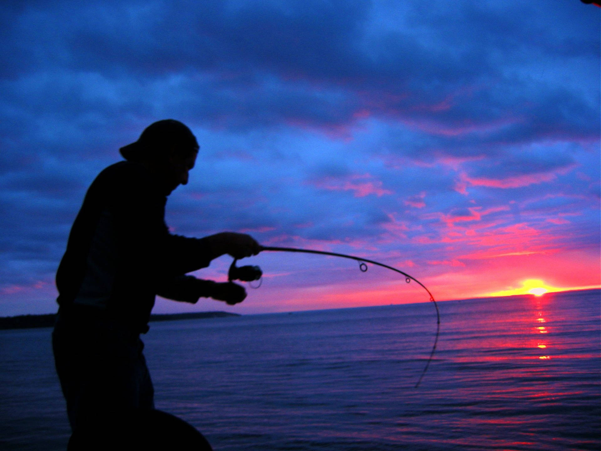 Bass Fishing Silhouette Wallpaper