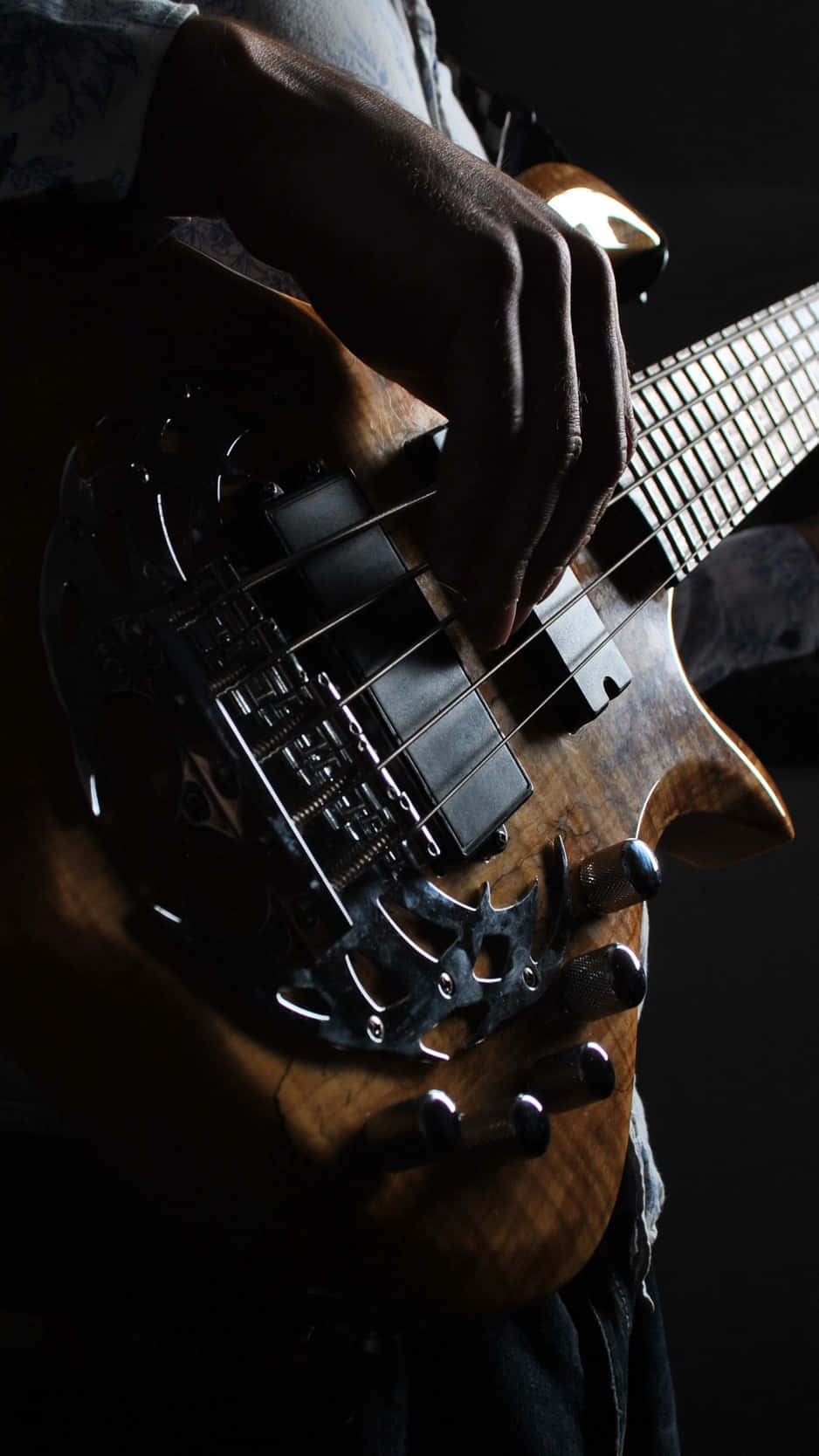 Dark Bass Guitar Play Mobile Wallpaper