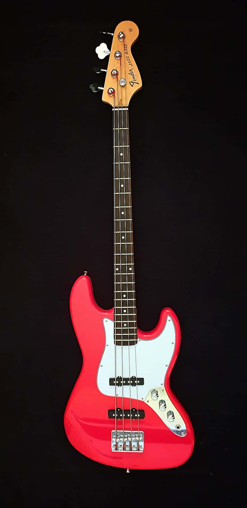 Red Bass Guitar Black Canvas Wallpaper