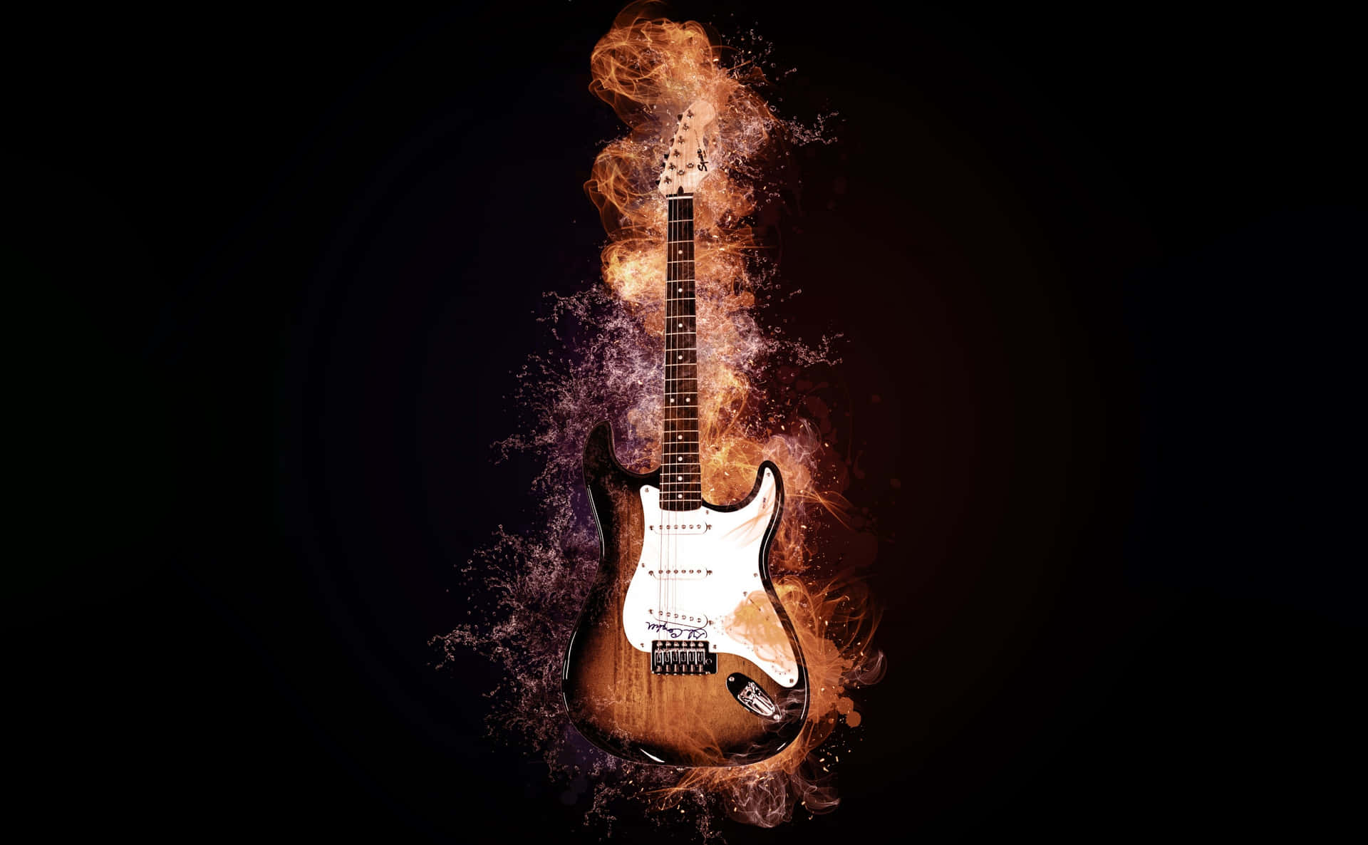 Bass Guitar Flame Hot Black Desktop Wallpaper