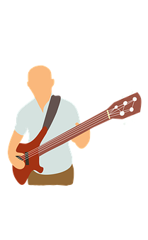 Bass Guitarist Vector Illustration PNG