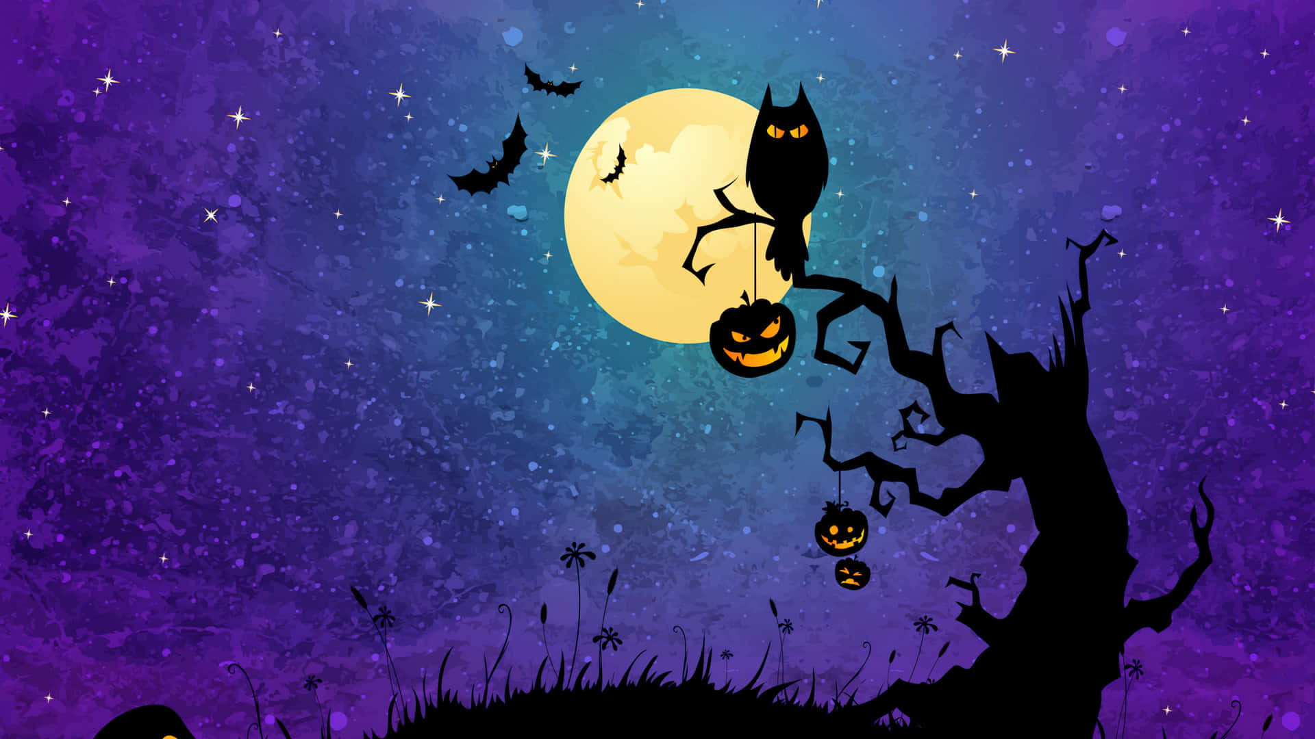 Designdi Halloween Con Pipistrello Viola Per Desktop. Sfondo