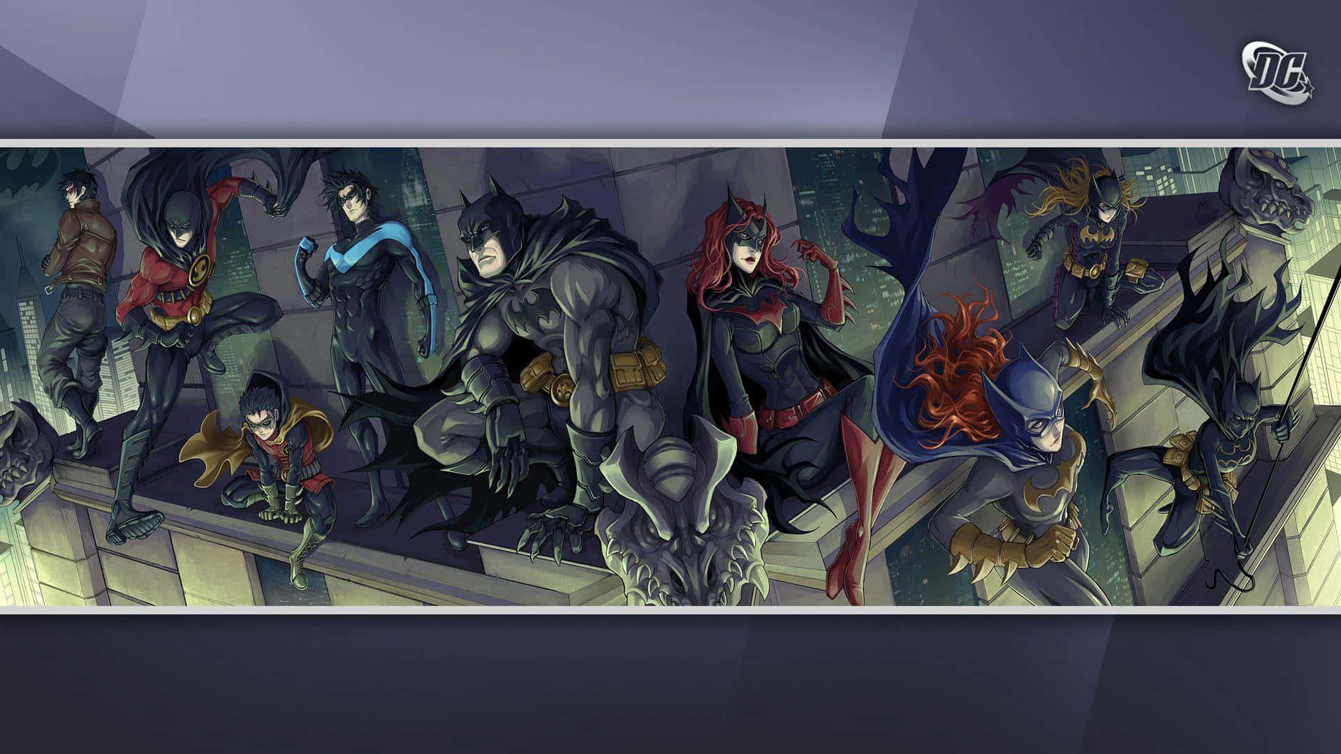 Caption: United in the Darkness - The Bat-Family Stands Strong Wallpaper