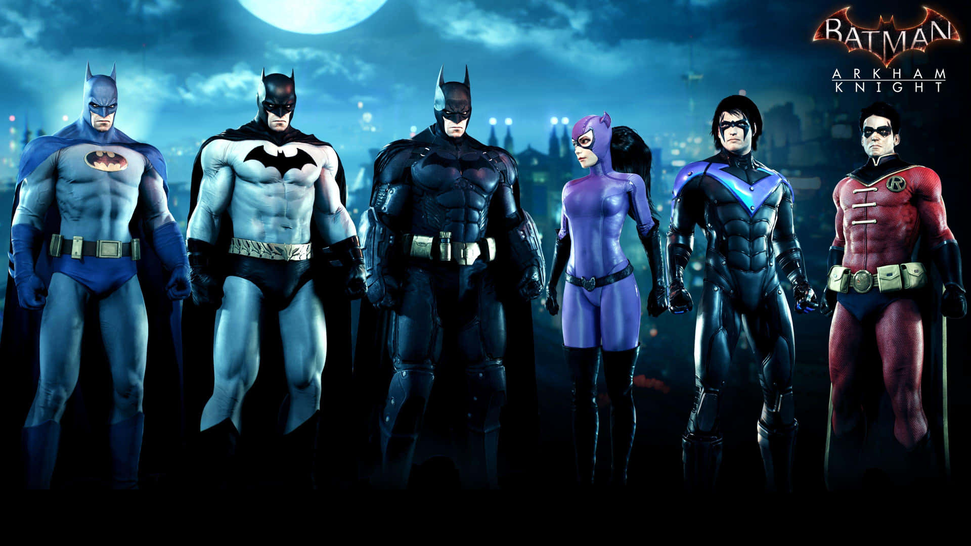 United by Night: The Bat-Family in Action Wallpaper