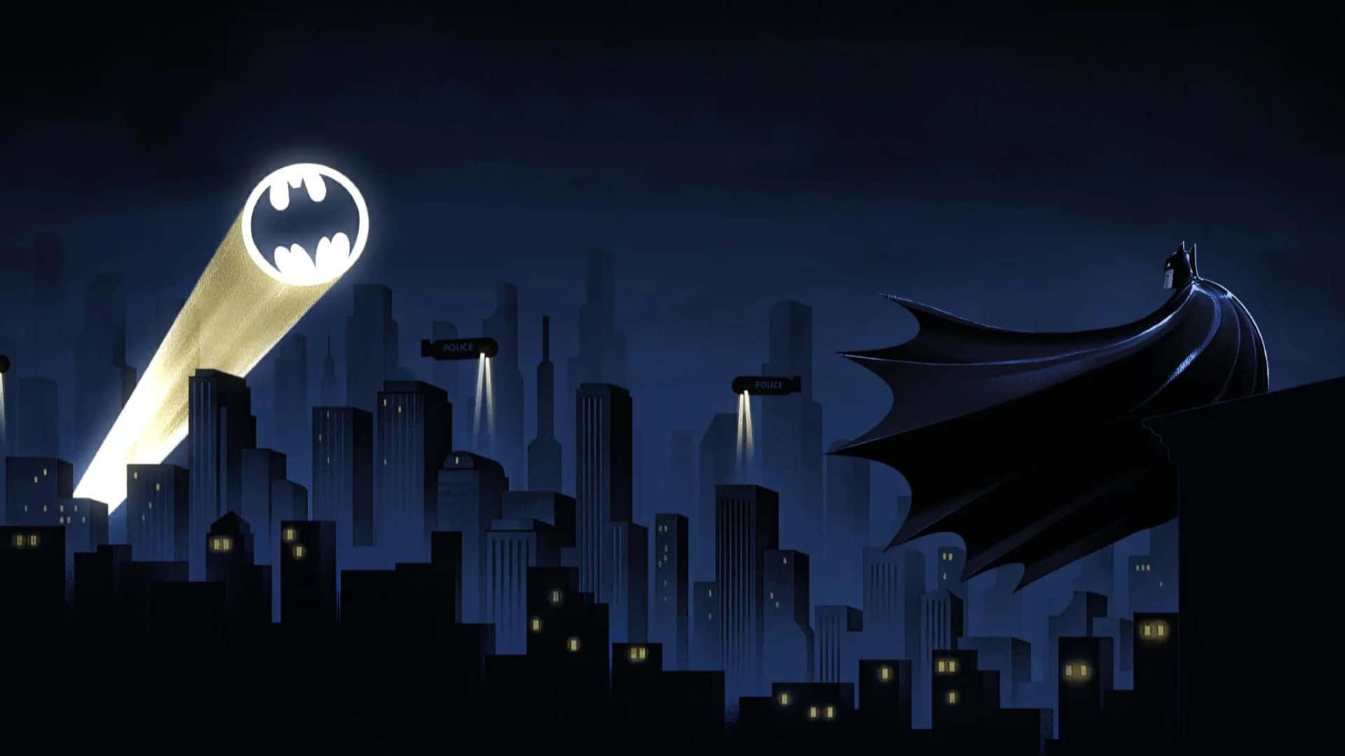 The Glowing Bat Signal in the Night Sky Wallpaper