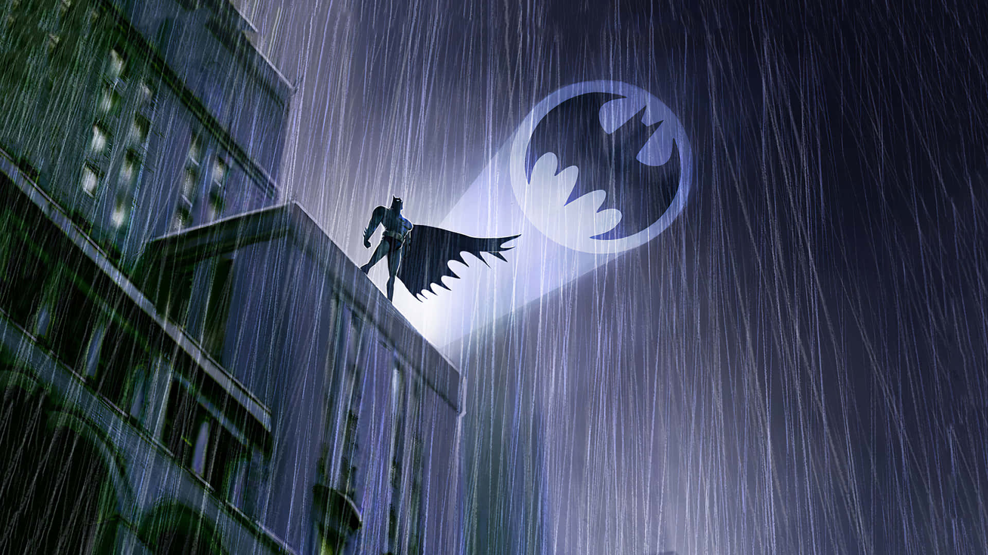 Epic Bat Signal in a Dark Gotham Night Sky Wallpaper