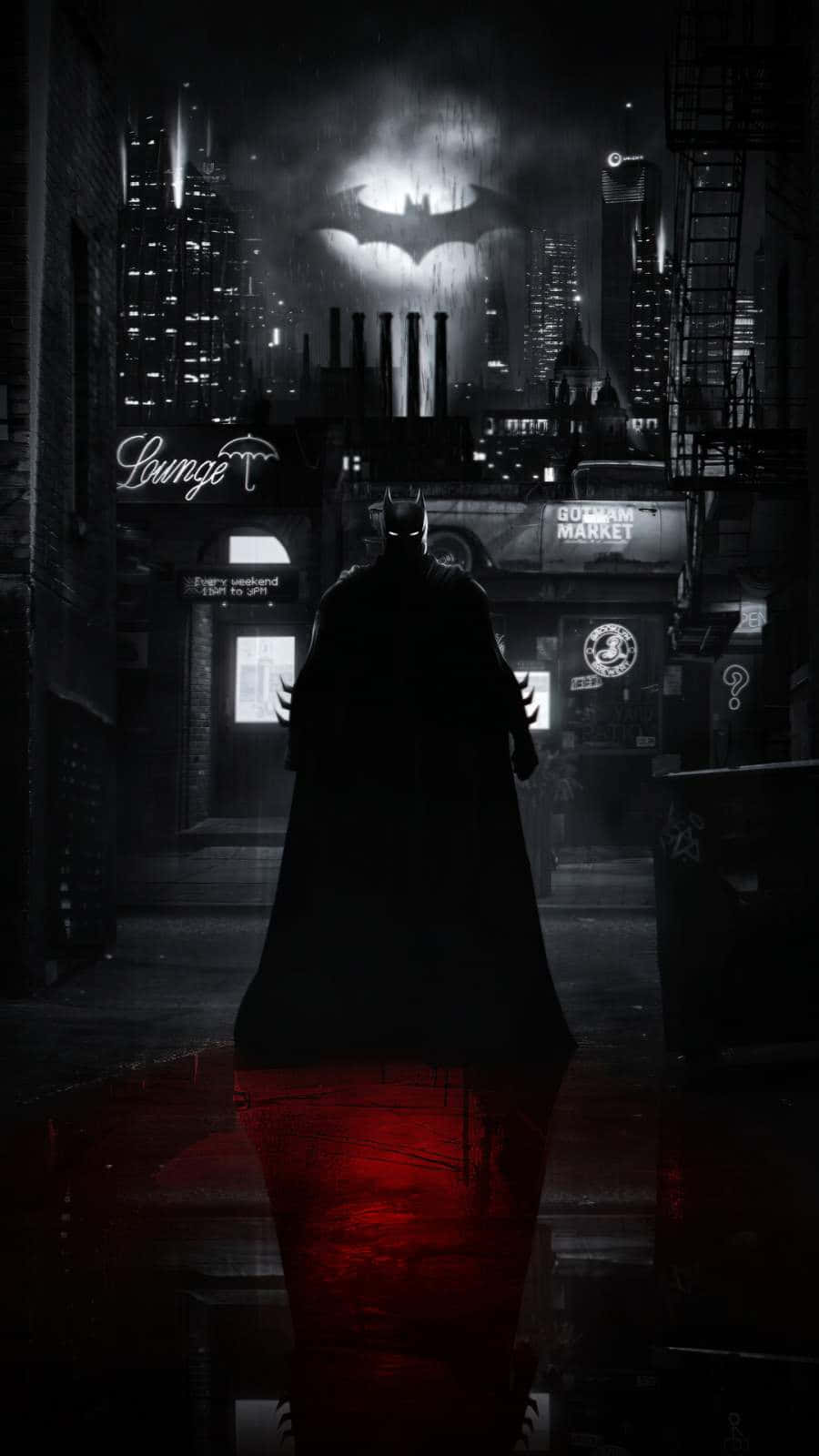 Caption: The Iconic Bat Signal Shining in the Night Sky Wallpaper